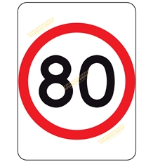 B Size Speed Limit Sign 80kmh 600x800mm On Aluminium Aus Std